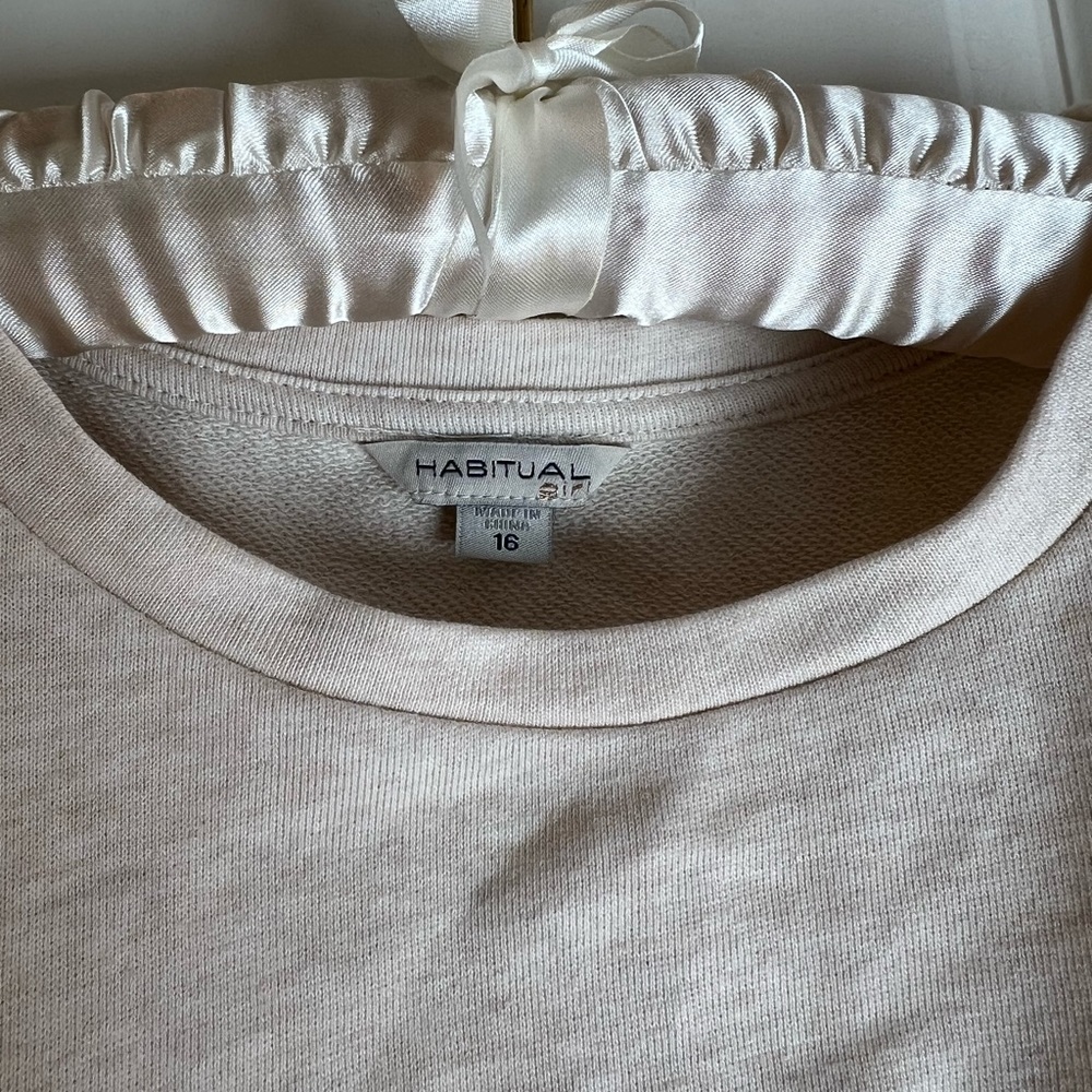 Habitual Girl crop short sleeve knit sweatshirt, girl 16, oatmeal